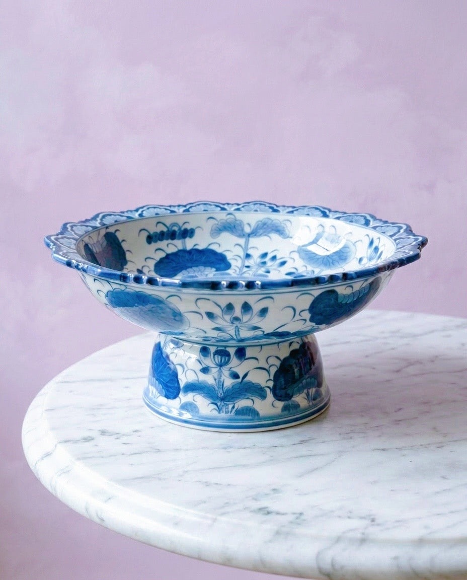 Grande coupe à fruits / Tazza Bowl vintage bleu & blanc - ø30cm