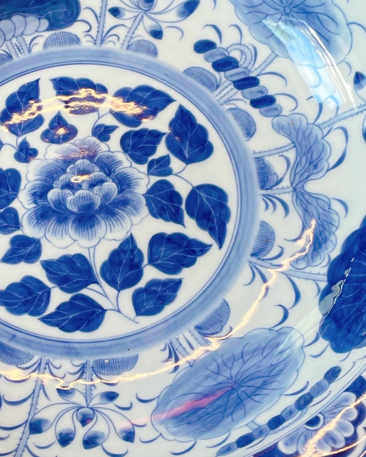 Grande coupe à fruits / Tazza Bowl vintage bleu & blanc - ø30cm
