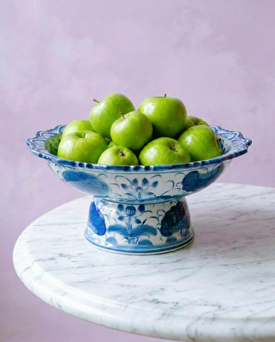 Grande coupe à fruits / Tazza Bowl vintage bleu & blanc - ø30cm